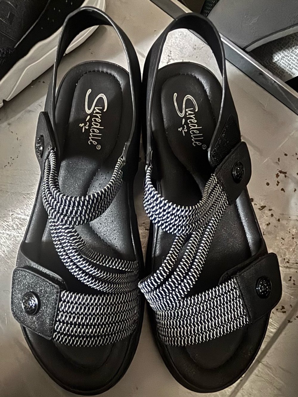 Black and White Strappy Slingback Sandals
